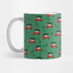 Red car and christmas tree Mug